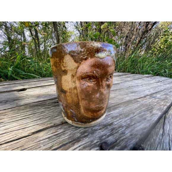 Vintage Creepy Man Face Art Pottery Coffee/tea mug cup - Picture 10 of 14